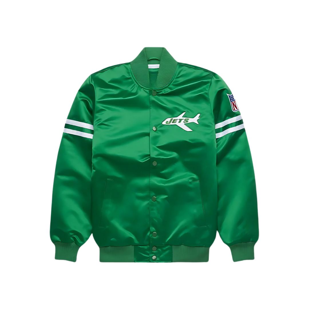 New York Jets Green Satin Bomber Jacket NFL fanwear, JacketnJoint