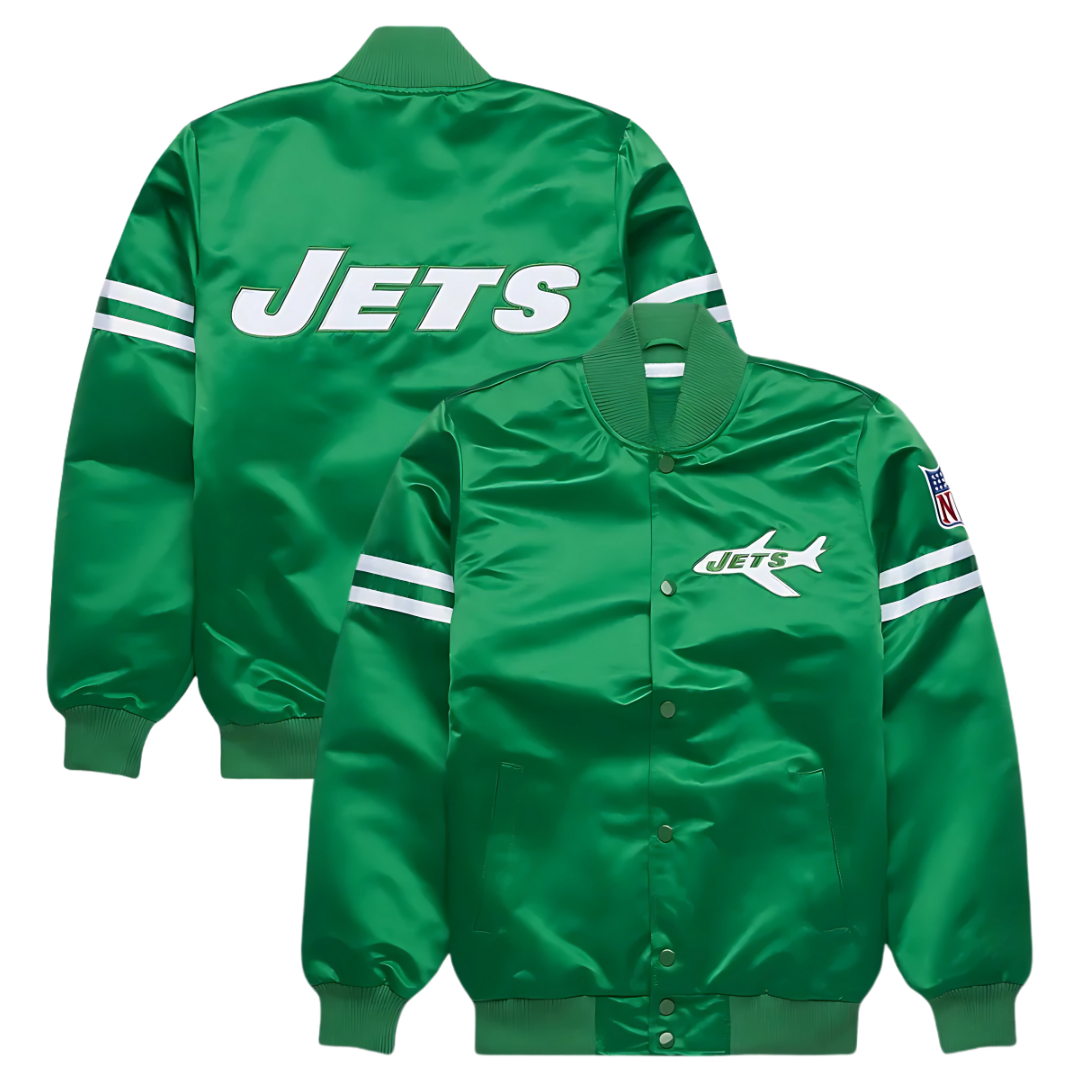 Official New York Jets satin jacket with embroidered logo, JacketnJoint