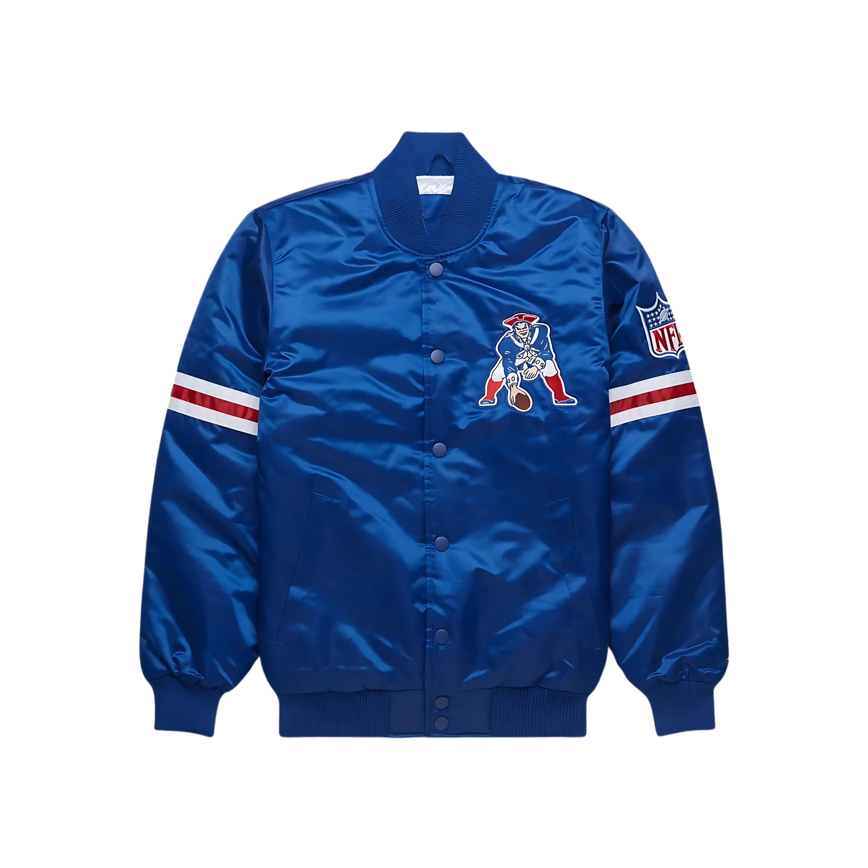 New England Patriots navy satin jacket official NFL fanwear, JacketnJoint 