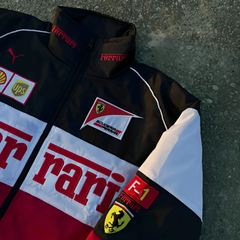 Ferrari Red and White Racing Satin  F1 fanwear, JacketnJoint