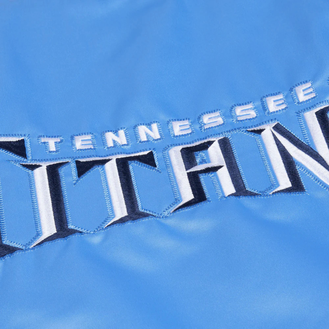 Tennessee Titans Logo Navy Satin Bomber Jacket for Fans, JacketnJoint