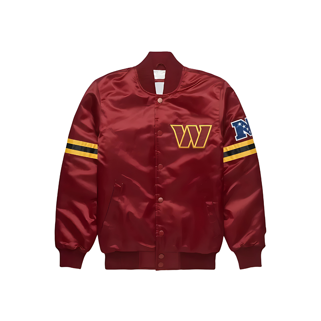 Washington Commanders Prime NFL Satin Jacket front view, JacketnJoint